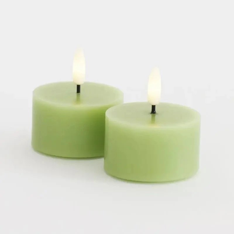 Sada LED voskových čajových svíček Sille Tealight, Ø6 × 3,4 cm, jarní zelená, 2 kusy