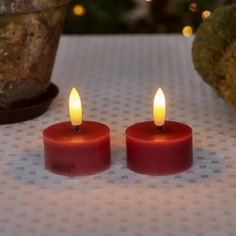Sada LED voskových čajových svíček Sille Tealight, Ø4,5 × 2,2 cm, švestkové, 2 kusy