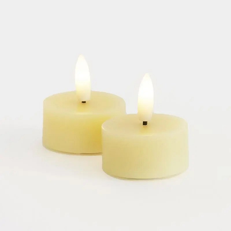 Sada LED voskových čajových svíček Sille Tealight, Ø4,5 × 2,2 cm, jemně žlutá, 2 kusy
