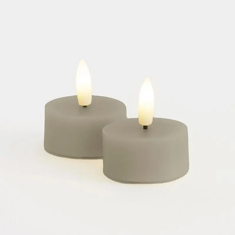 Sada LED voskových čajových svíček Sille Tealight, Ø4,5 × 2,2 cm, teple šedá, 2 kusy