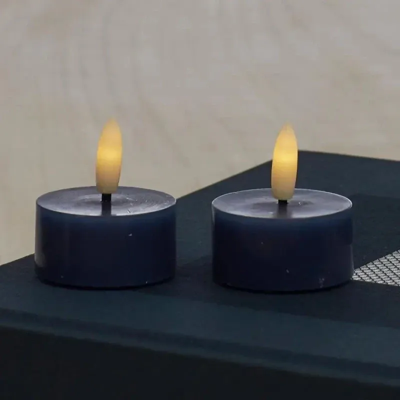 Sada LED voskových čajových svíček Sille Tealight, Ø4,5 × 2,2 cm, hluboký oceán, 2 kusy