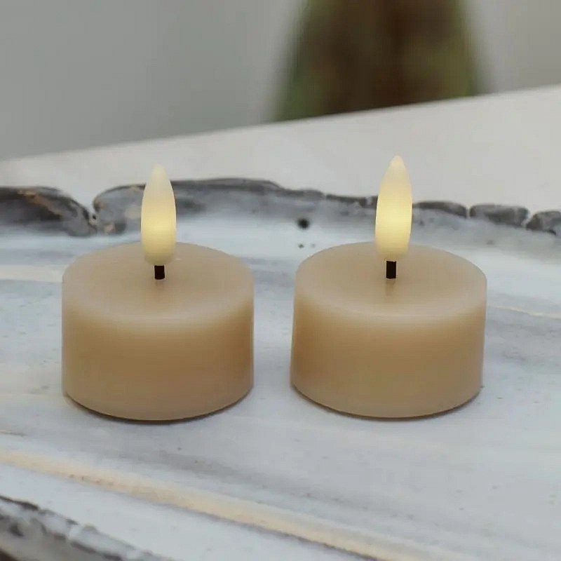 Sada LED voskových čajových svíček Sille Tealight, Ø4,5 × 2,2 cm, světlý karamel, 2 kusy