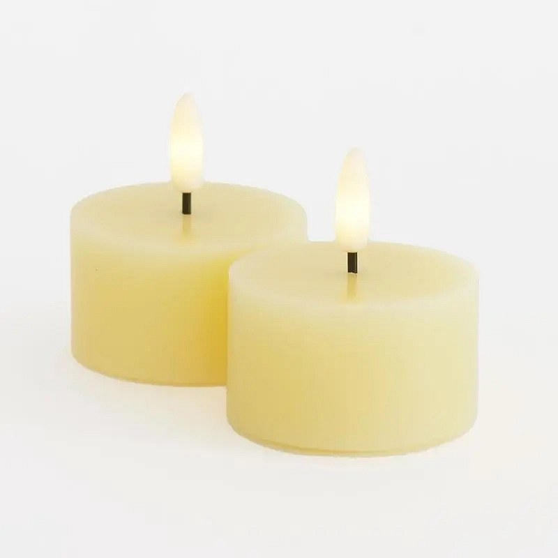 Sada LED voskových čajových svíček Sille Tealight, Ø6 × 3,4 cm, světle žlutá, 2 kusy
