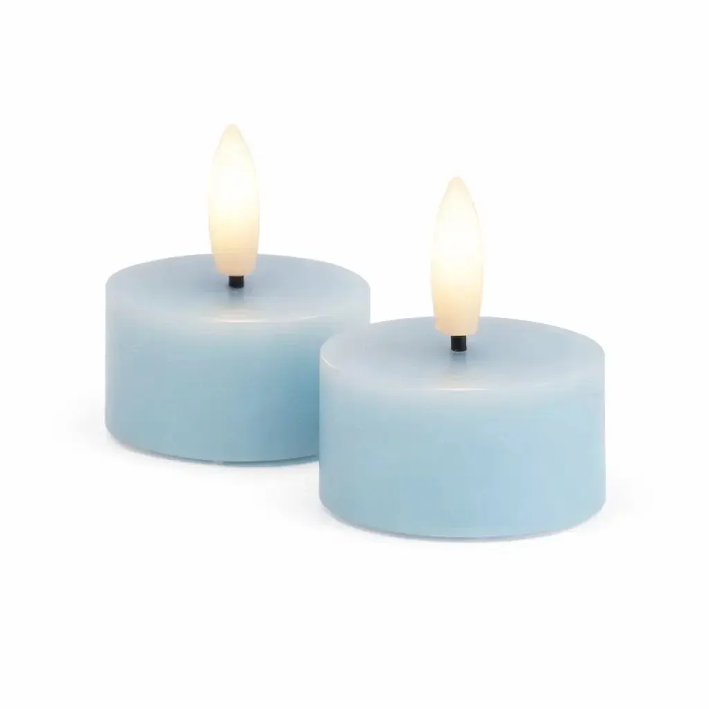 Sada LED čajové svíčky na baterie Sille Tealight, Ø 4,5 × 2,2 cm, modrá obloha, z pravého vosku, balení 2 ks