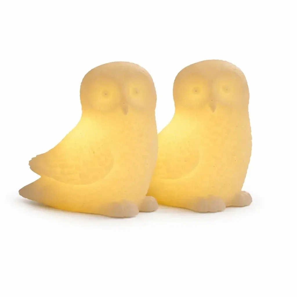 LED svíčky z pravého vosku na baterky sova, bílá, 10 cm, sada 2 ks, CR2032