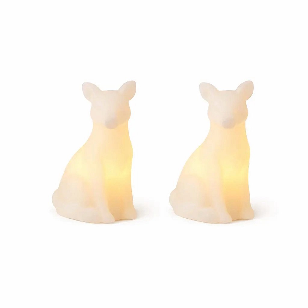 LED svíčky z pravého vosku na baterky liška, bílá, sada 2 ks, 10 cm, CR2032