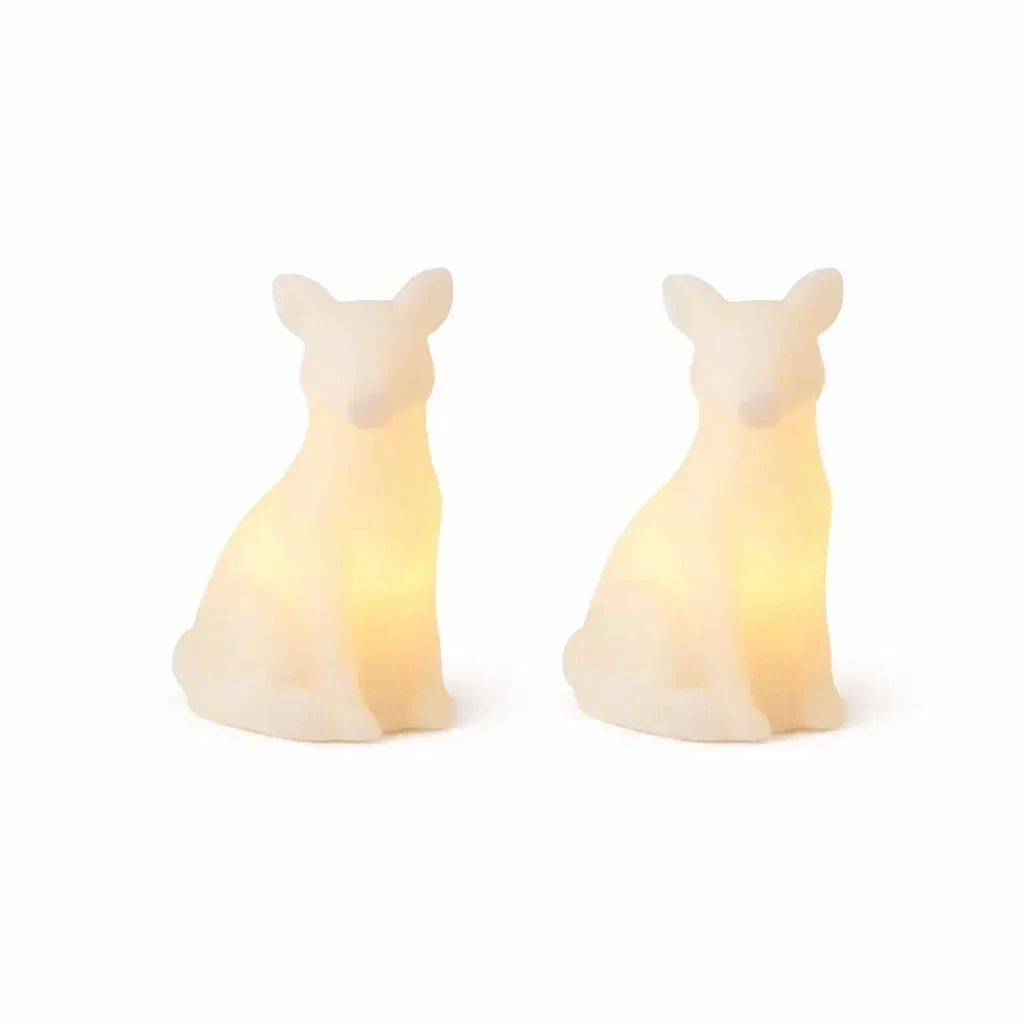 LED svíčky z pravého vosku na baterky liška, bílá, sada 2 ks, 10 cm, CR2032
