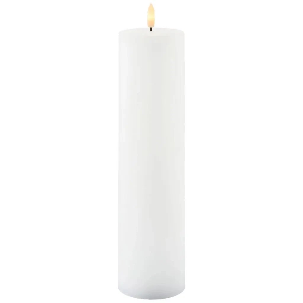 LED svíčka z pravého vosku Sille, 7,5 × 30 cm, bílá, dobíjecí