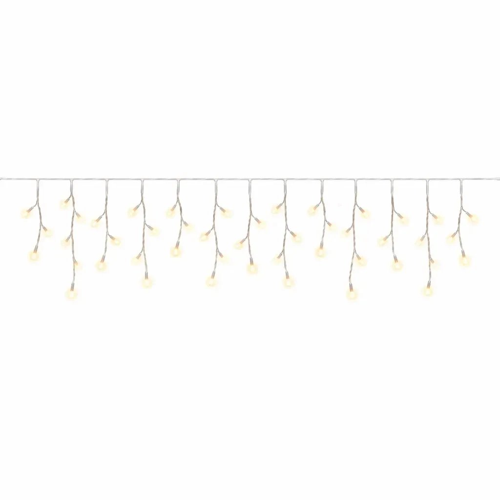 Eco Fix venkovní LED rampouchy světelné 200 × 50 cm, teple bílá, 60 diod, 36 V, bílý kabel IP67, prodlužovací