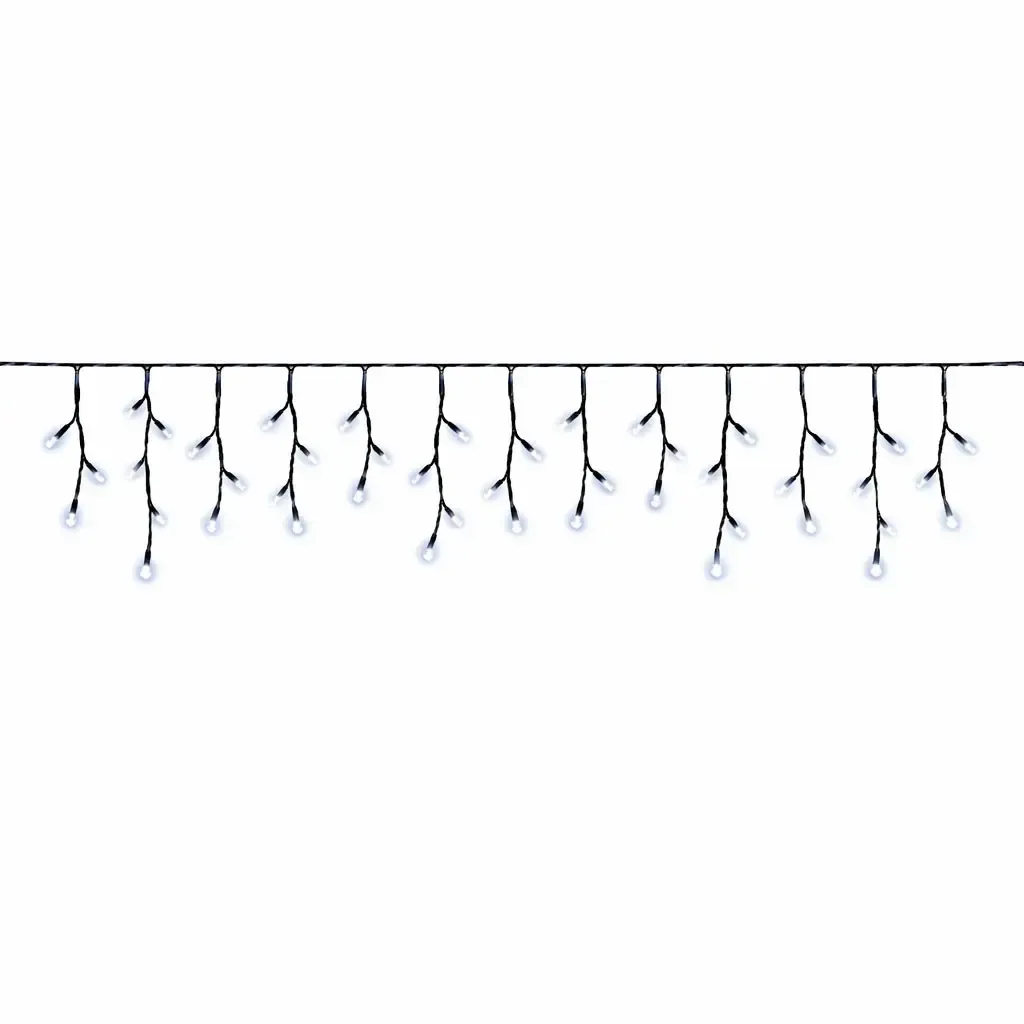 Easy Fix venkovní LED rampouchy světelné, 300 × 50 cm, ledově bílá, 114 diod, černý kabel IP67, prodlužovací