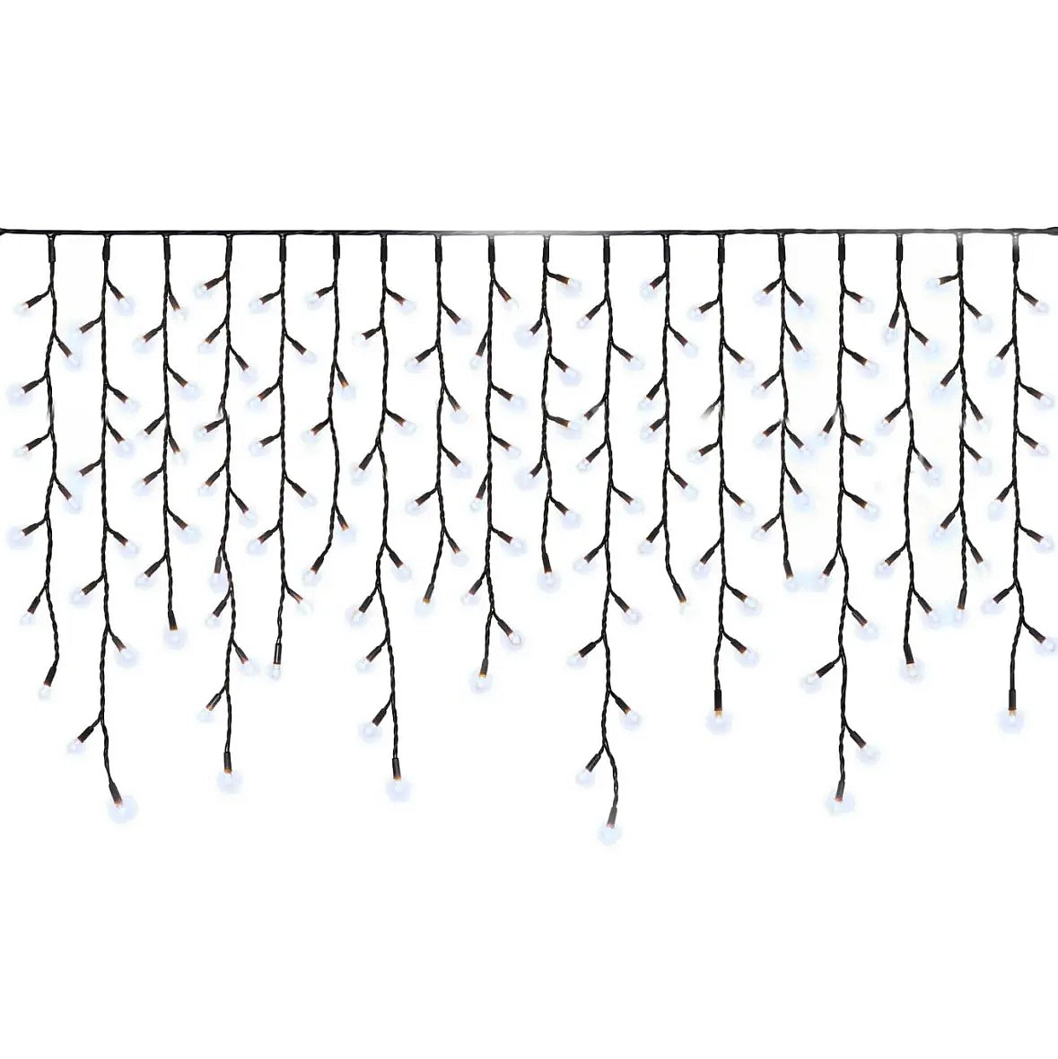 Easy Fix venkovní LED rampouchy světelné 300 × 90 cm, ledově bílá, 174 diod, IP67, černý kabel
