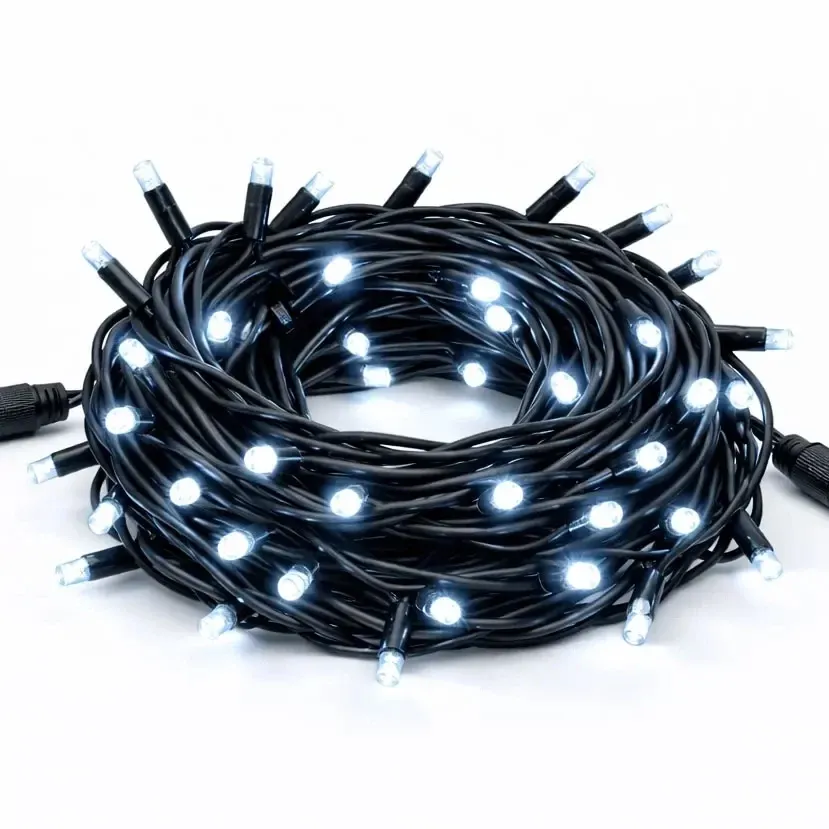 Easy Fix LED světelný řetěz 20 m, ledově bílá, 120 diod, černý kabel IP67, 2× 10 m