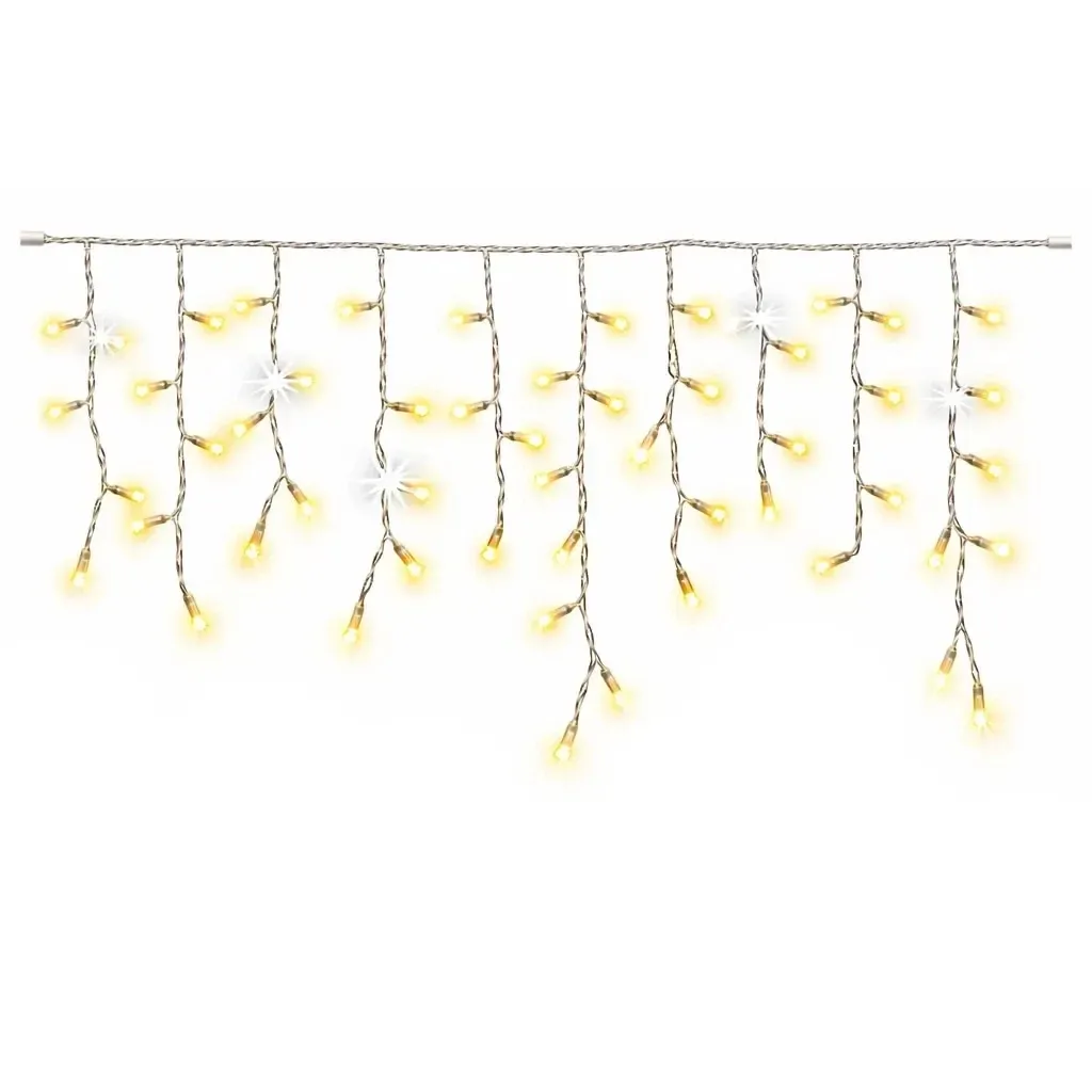 Easy Fix interiér LED rampouchy světelné krápníky 300 × 50 cm, teple bílá s FLASH, 144 diod, čirý kabel IP20, prodlužovací
