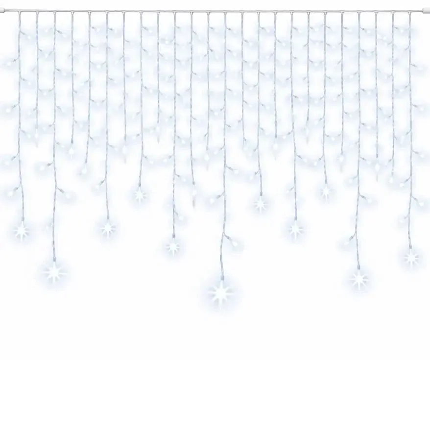 Easy Fix venkovní LED rampouchy světelné 300 × 100 cm, ledově bílá s FLASH, 174 diod, bílý kabel IP44, prodlužovací