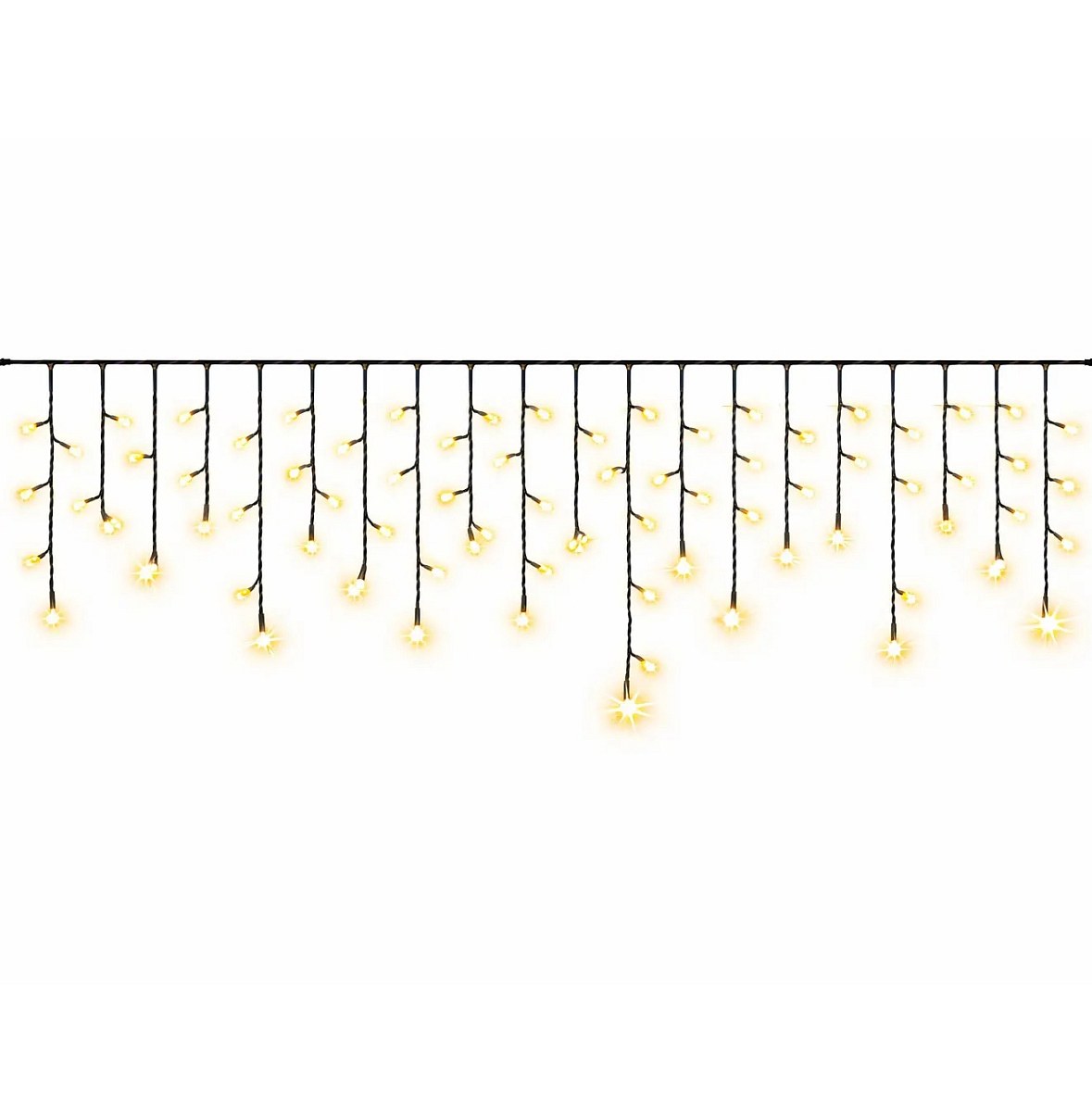 Easy Fix venkovní LED rampouchy světelné 300 × 50 cm, teple bílá s FLASH, 114 diod, černý kabel IP67, prodlužovací