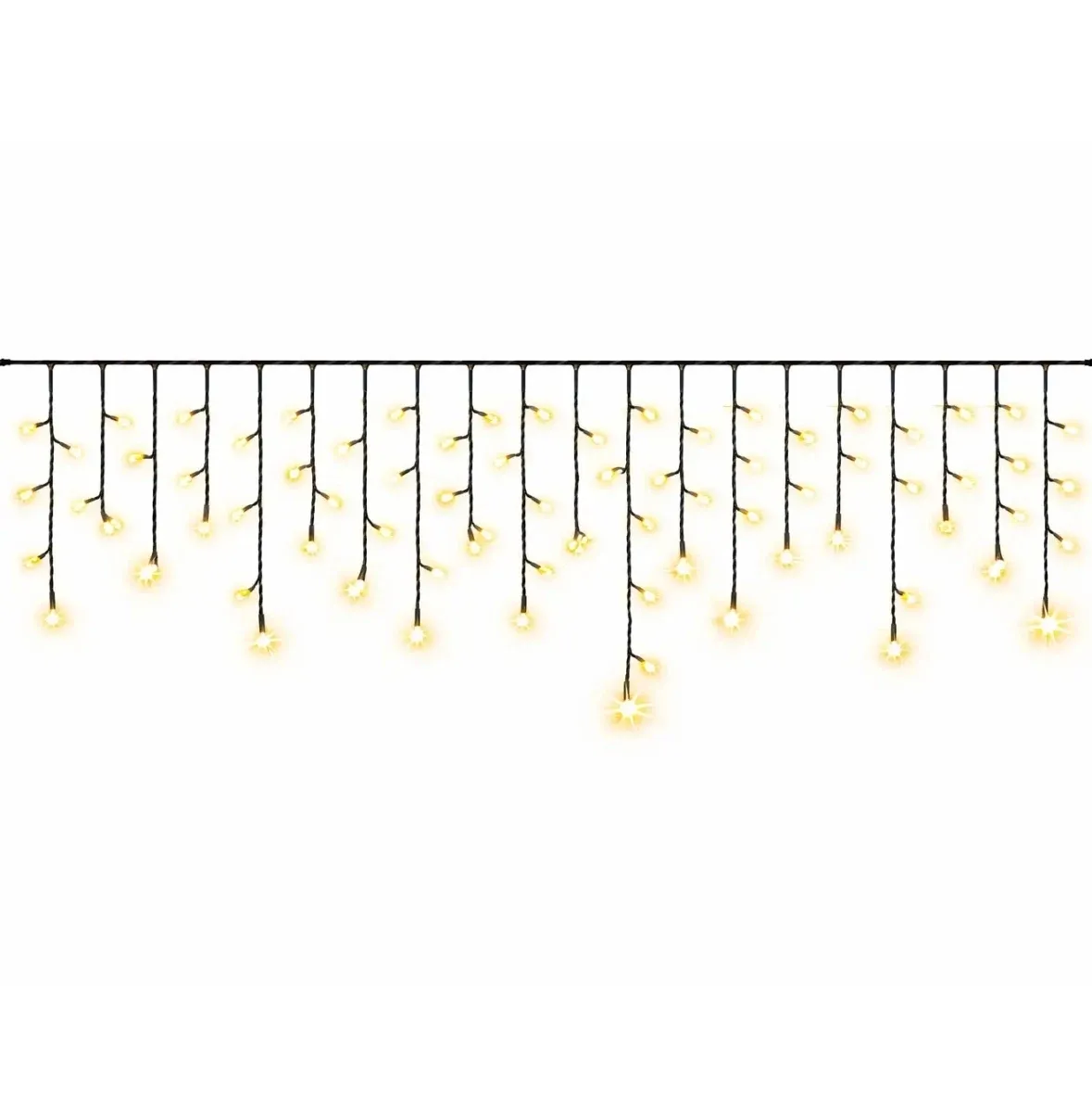 Easy Fix venkovní LED rampouchy světelné 300 × 50 cm, teple bílá s FLASH, 114 diod, černý kabel IP67, prodlužovací