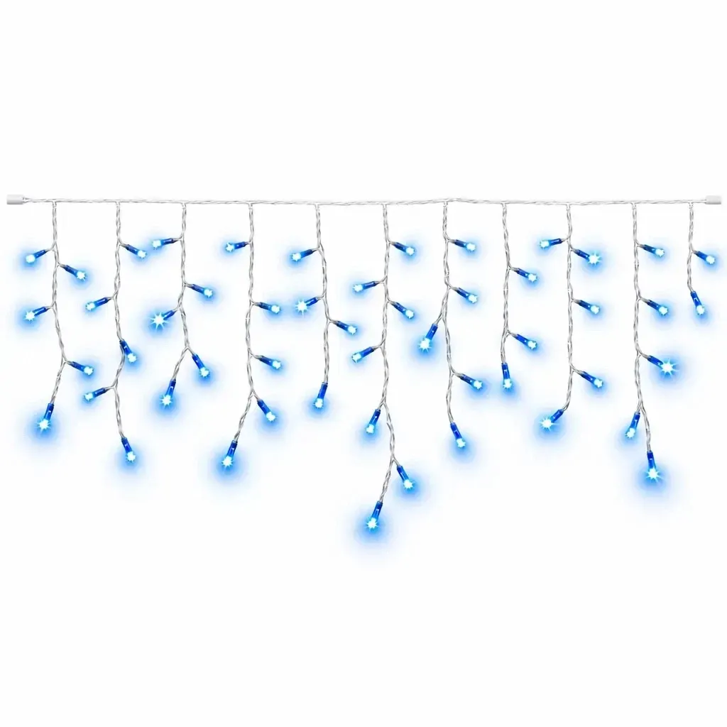 Easy Fix venkovní LED rampouchy světelné 300 × 50 cm,  modrá, 114 diod, bílý kabel IP44, prodlužovací