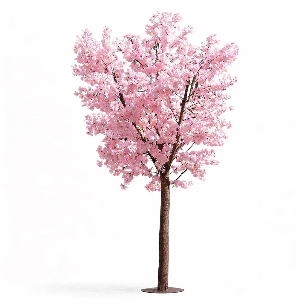 3D umělý strom Sakura 300 × 200 cm, růžová dekorace, IP44 venkovní, kov a plast