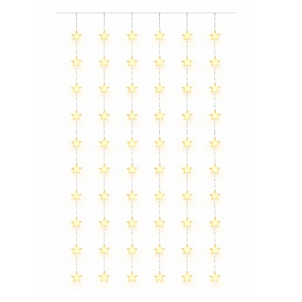 LED vánoční svíticí hvězdy do okna 100 × 200 cm, teple bílá, 50 diod, čirý kabel IP20 do interiéru, prodlužovací