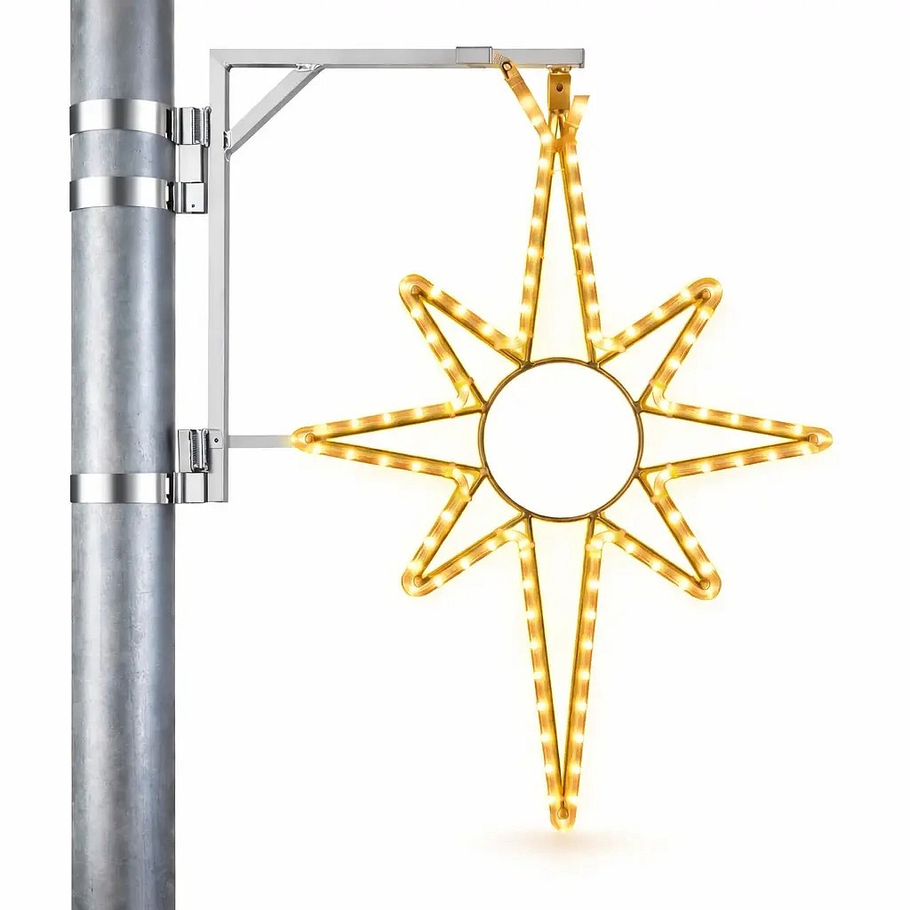 Easy Fix 2D LED světelná hvězda na VO sada, 35 × 50 cm, teple bílá, IP67 hliník