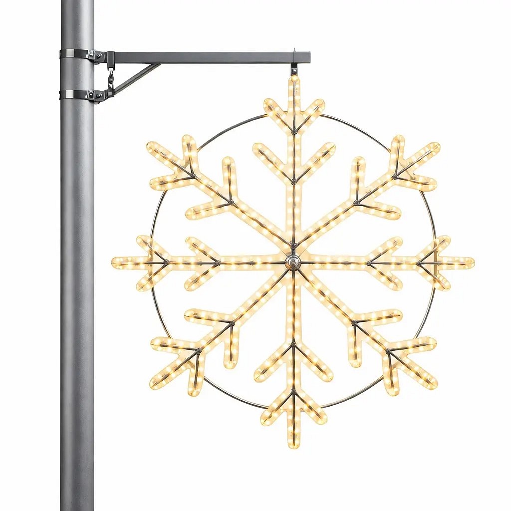 2D LED světelná vločka sada na VO sloupy 80 × 80 cm, teple bílá, IP67 hliník
