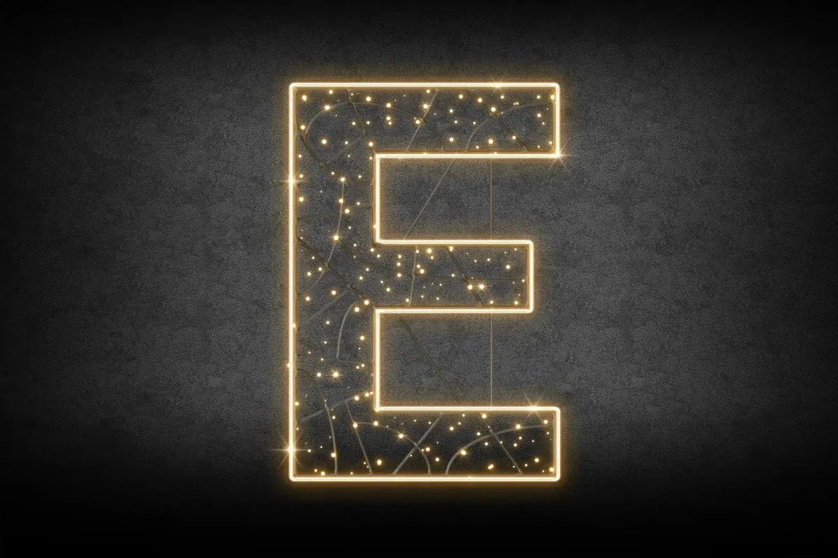 Eco Fix 2D LED světelné písmeno E, výška 150 cm, teple bílá
