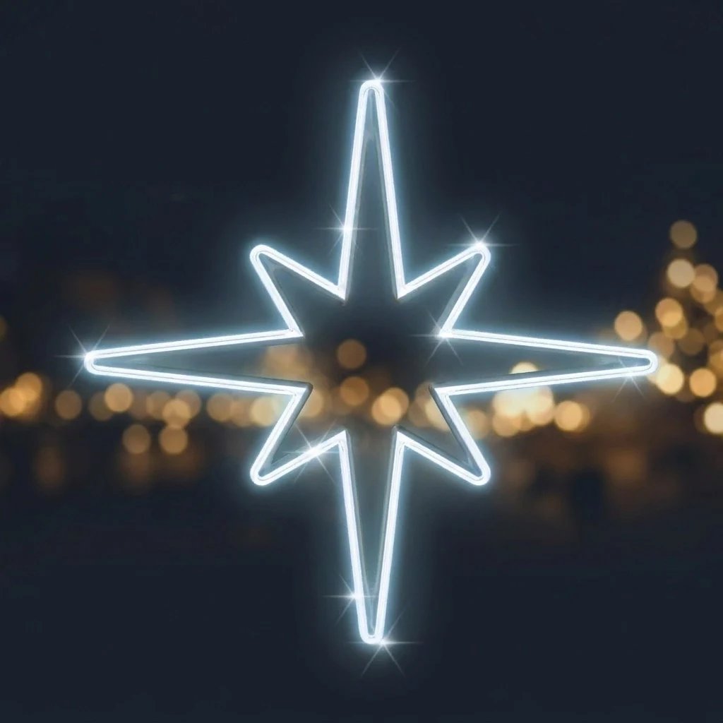 Easy Fix 2D LED tree top star, Ø 70 cm, ice white, aluminium