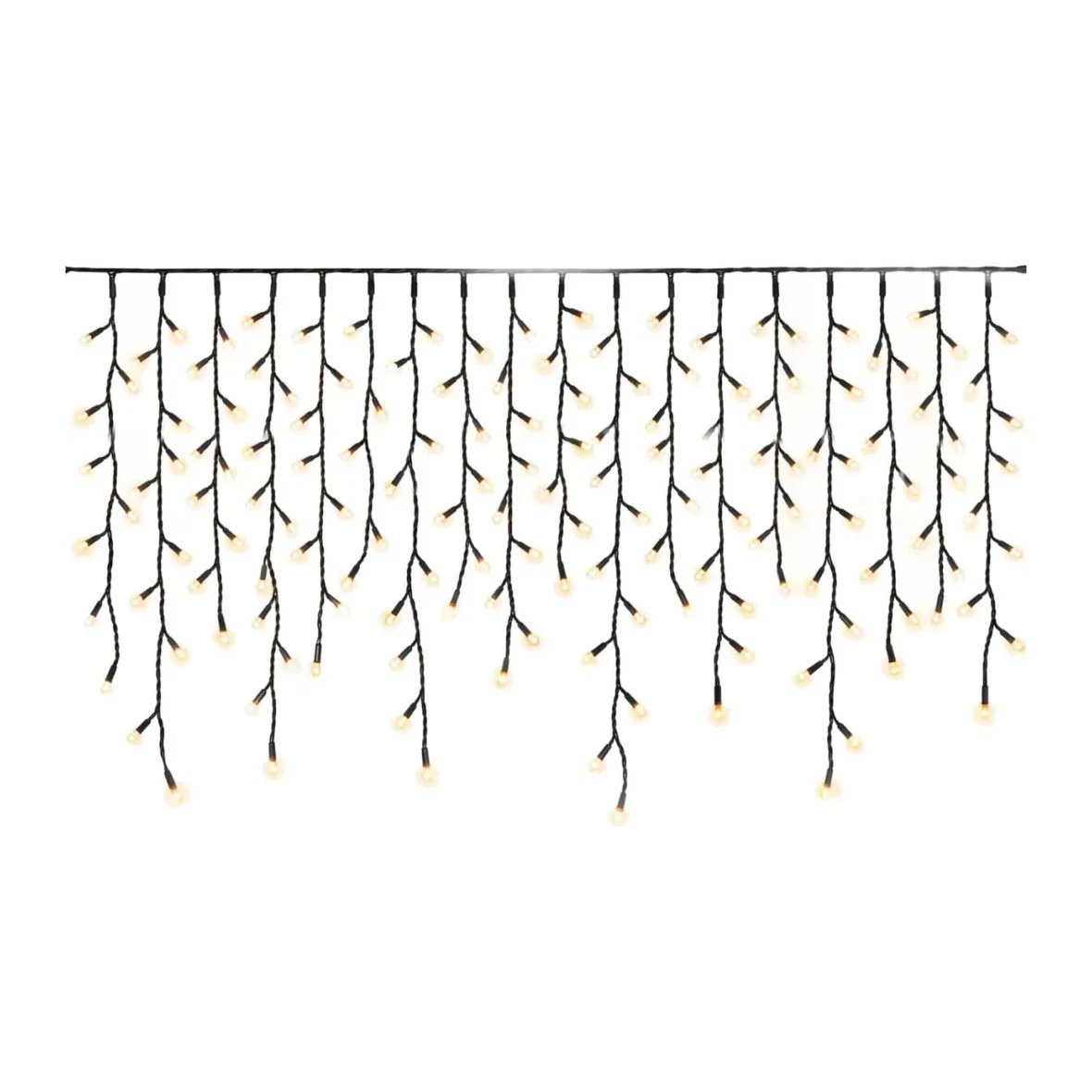 Easy Fix venkovní LED rampouchy světelné, 300 × 90 cm, teple bílá, 174 diod, černý kabel, IP67, prodlužovací