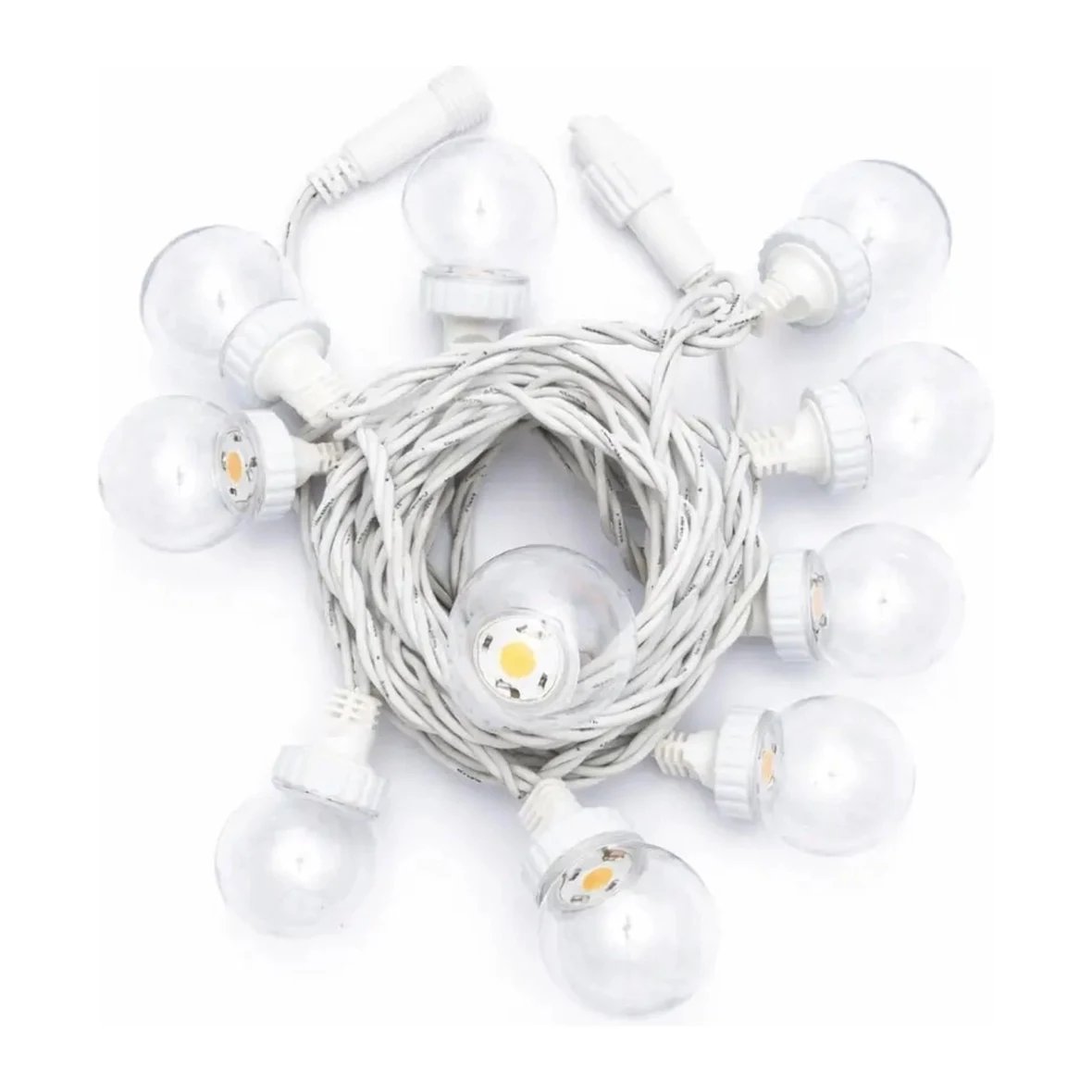 Easy Fix LED party osvětlení, 5 m, venkovní, 10 transparentních kouliček, 70 teple bílých diod, bílý kabel, IP67, prodlužovací