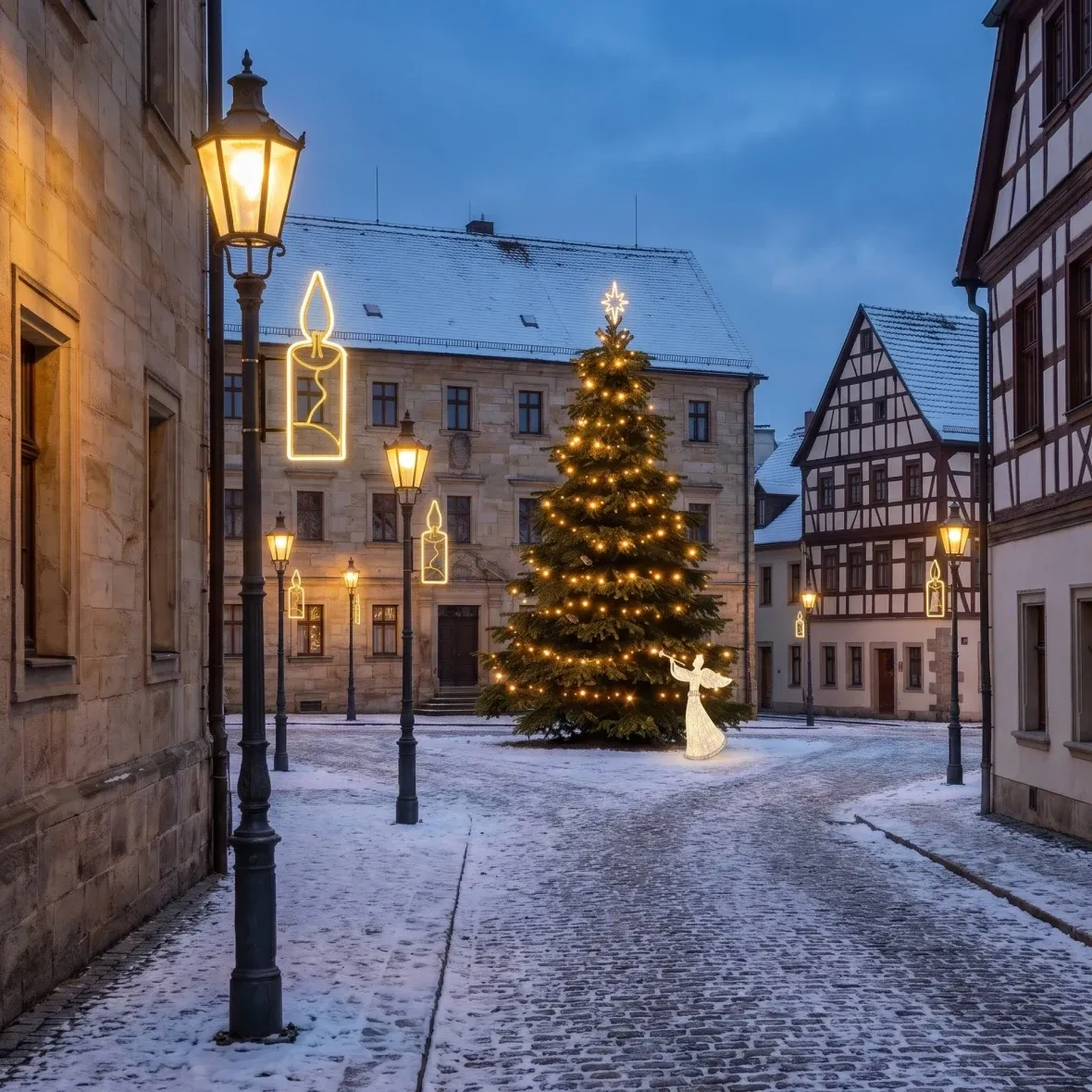 Vánoční sada Svíčka pro obce, historické náměstí v Českém ráji