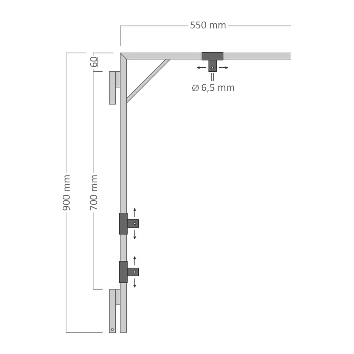 Držák motivu na sloupy veřejného osvětlení pro dekory 60–80 cm, 55 × 90 cm