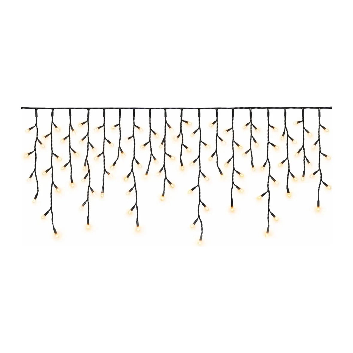 Easy Fix venkovní LED rampouchy, světelné, 300 × 50 cm, teple bílá, 114 diod, černý kabel, IP67, prodlužovací