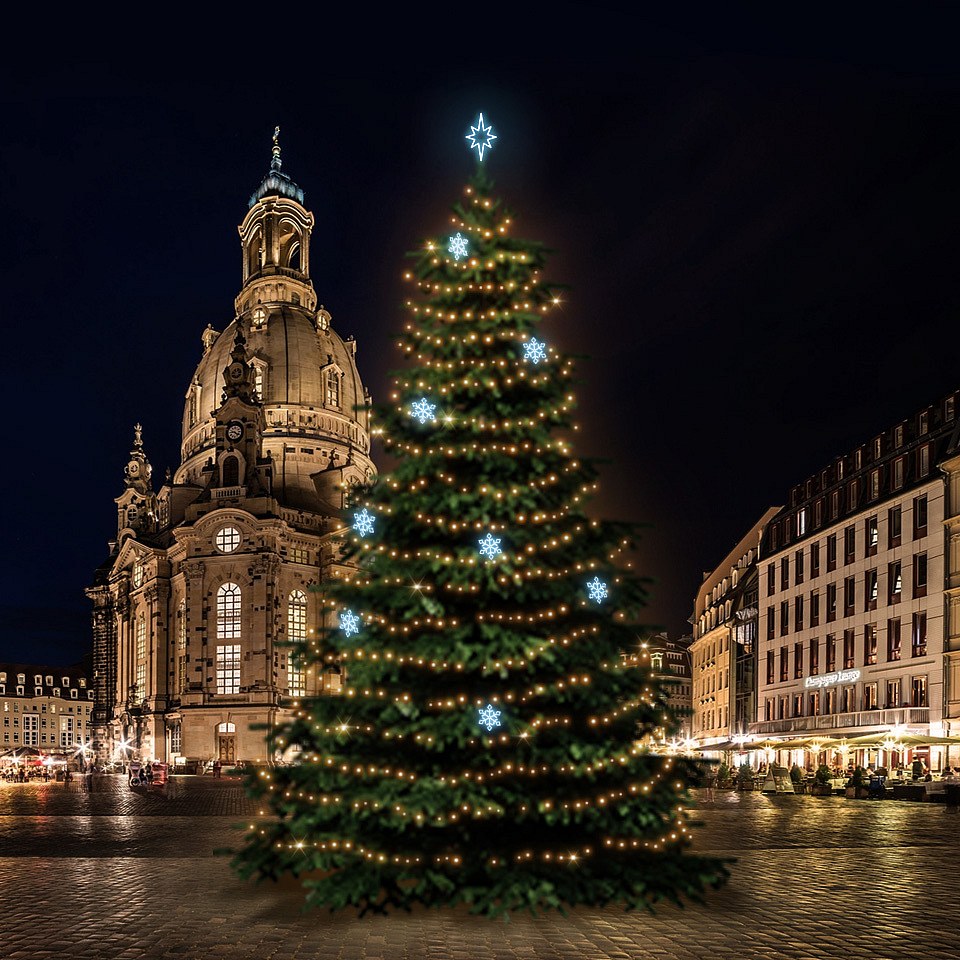 LED light set for Christmas trees 18-20 m high, warm white with icy white decors DZX0EFD05