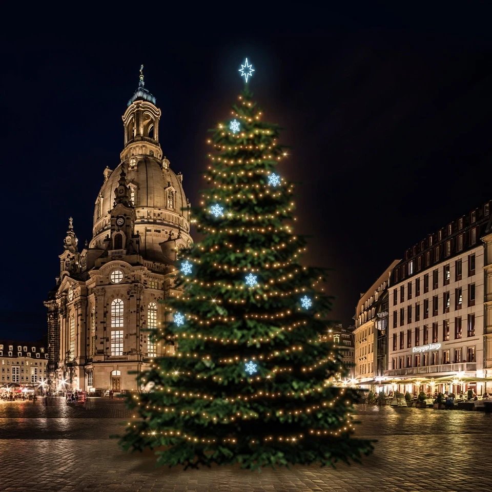 LED light set for Christmas trees 18-20 m high, warm white with icy white decors DZX0EFD05