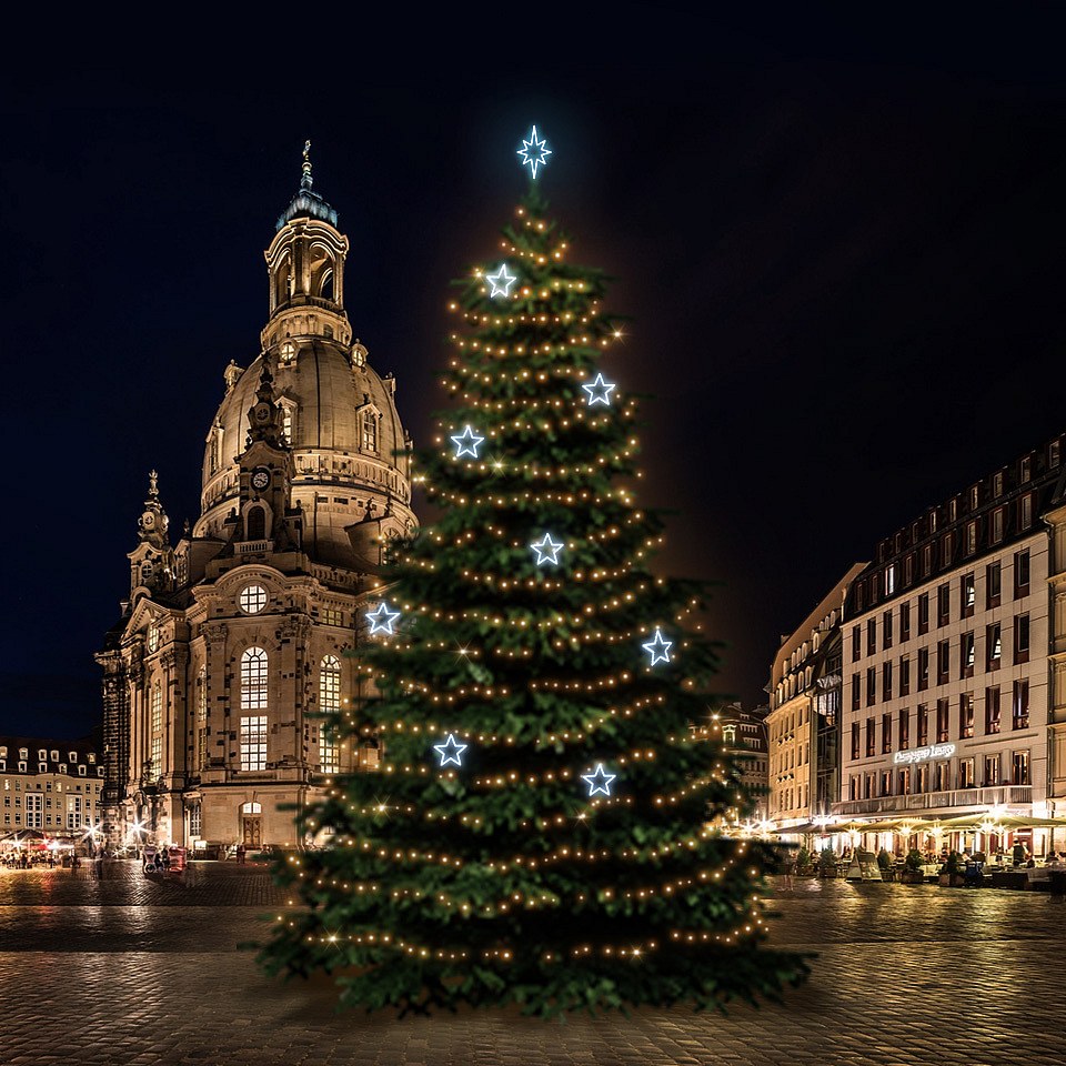LED light set for Christmas trees 18-20 m high, warm white with icy white decors DZ115S1