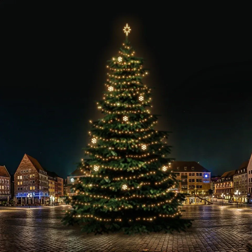 LED light set for Christmas trees 21-23 m high, warm white with decors DZX1EFD02W