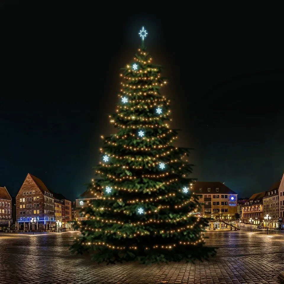 LED light set for Christmas trees 21-23 m high, warm white with icy white decors DZX0EFD05