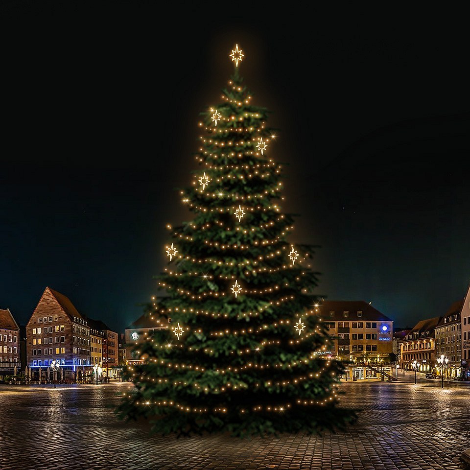 LED light set for Christmas trees 21-23 m high, warm white with decors DZ141WS3