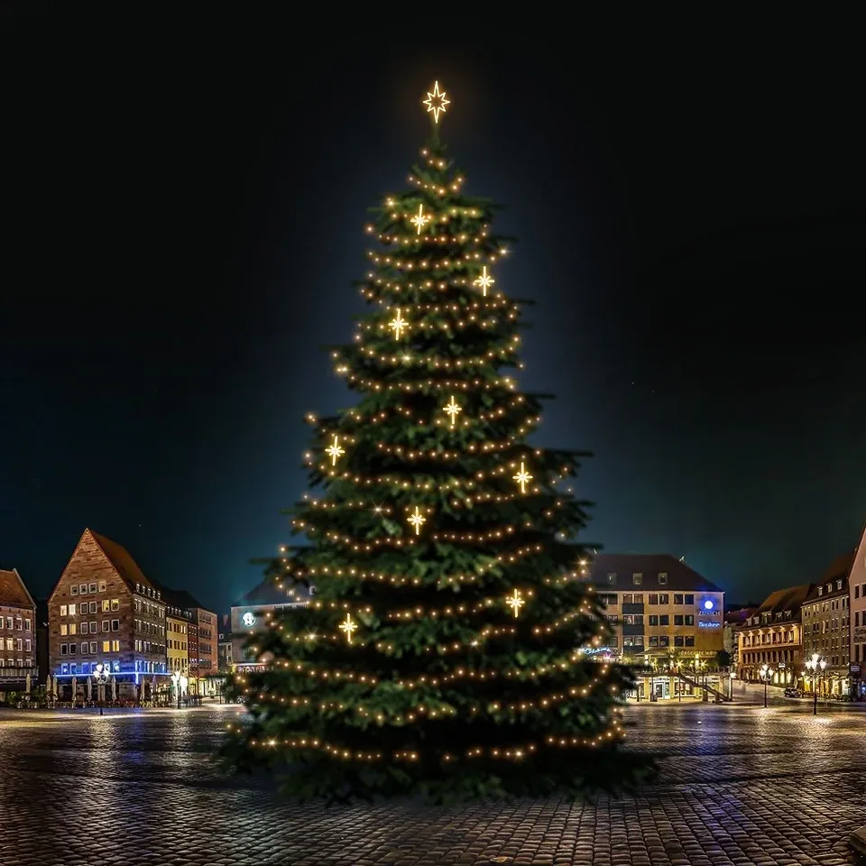 LED light set for Christmas trees 21-23 m high, warm white with decors DZ113WS4