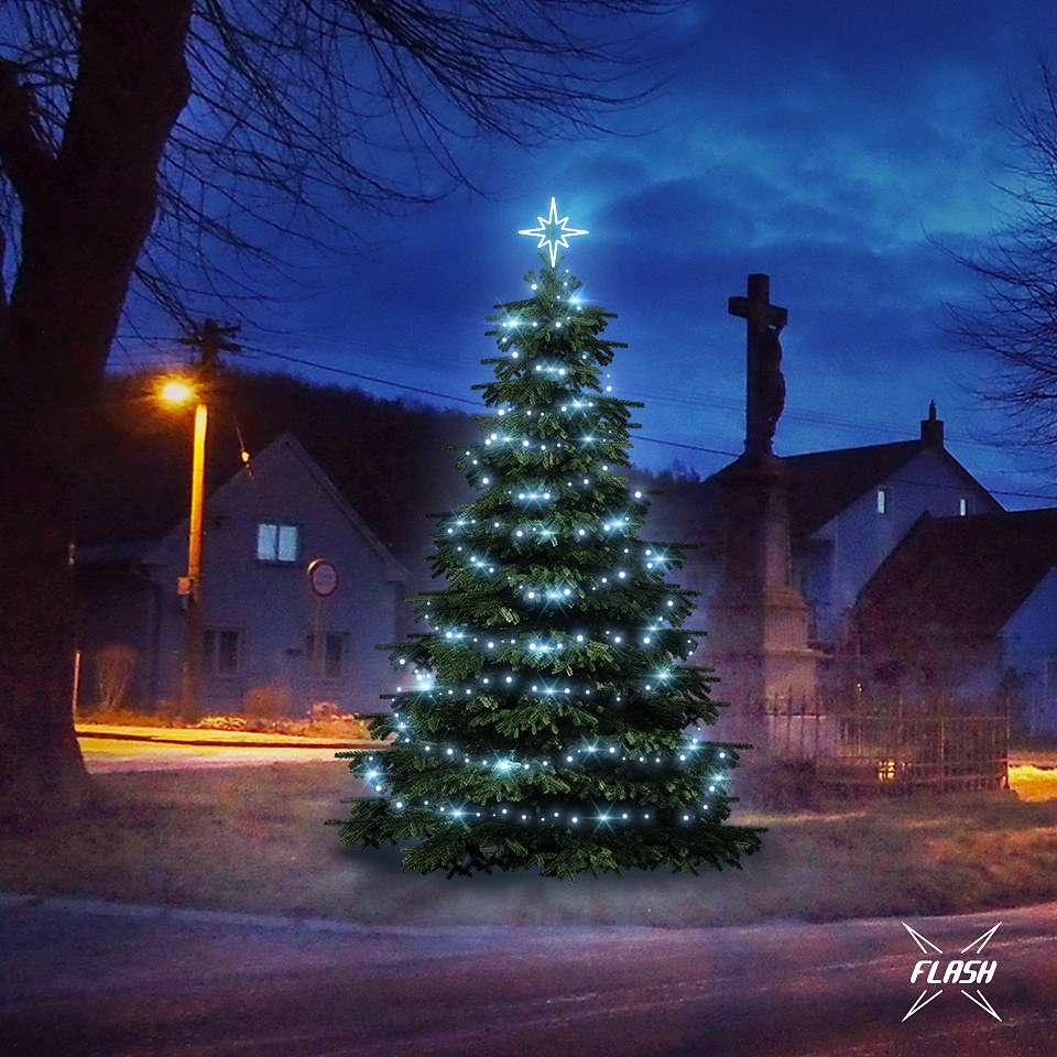 LED light set for Christmas trees 3-5 m high, icy white with Flash