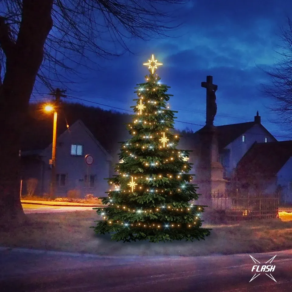 LED light set for trees 3–5 m tall, warm white with flash, DZ113WS2 decorations