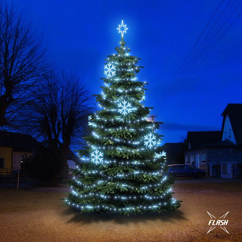 LED light set for Christmas trees 6-8 m high, icy white with Flash, decors DZX0EFD01