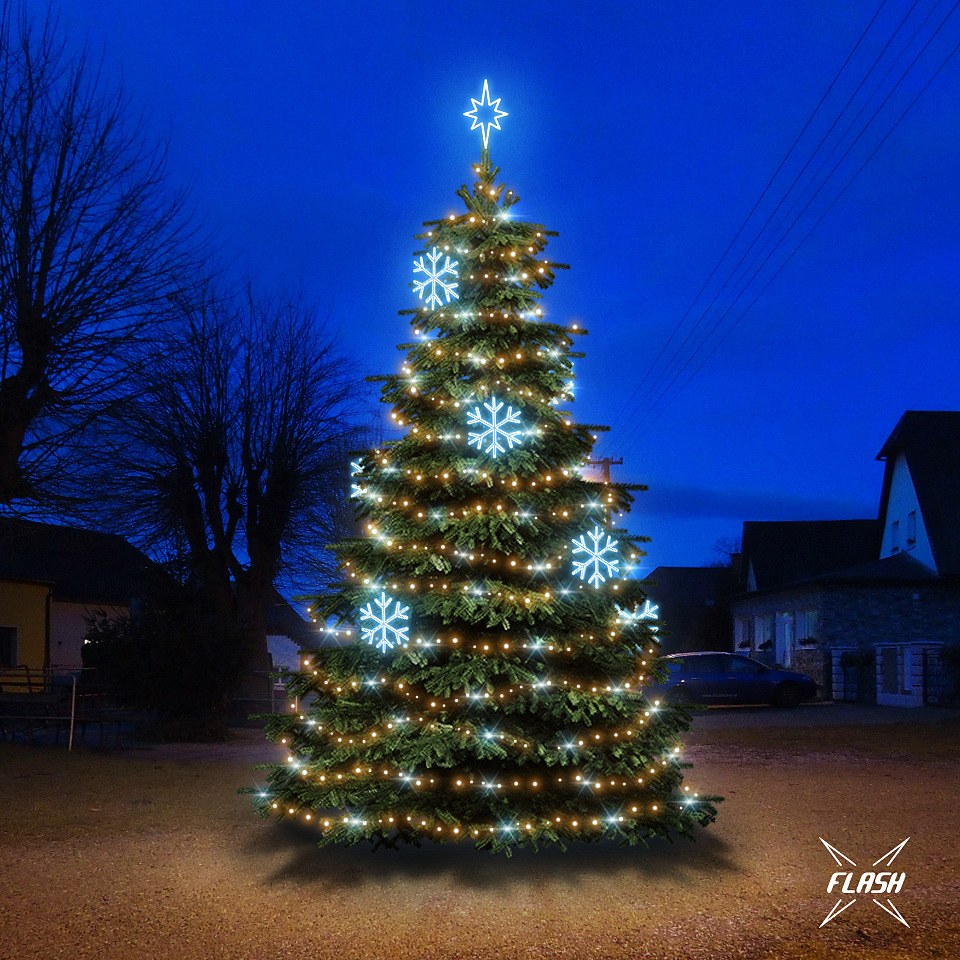 LED light set for Christmas trees 6-8 m high, warm white with Flash, ice decors DZX0EFD01
