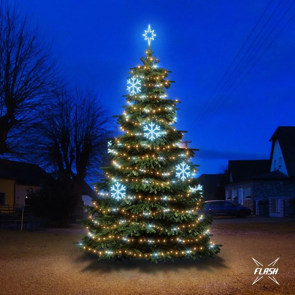 LED Light Set for Trees 6–8 m Tall, Warm White with Flash, Ice-Themed Decorations DZX0EFD01