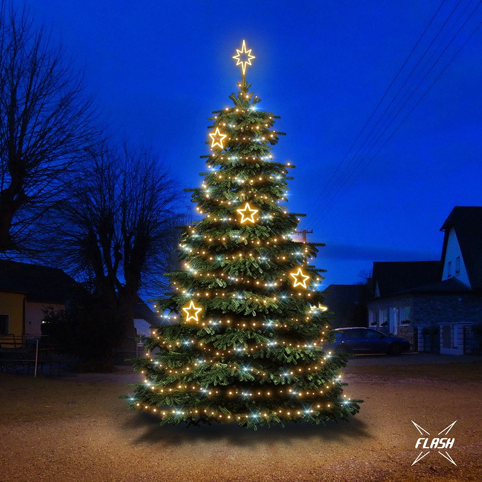 LED light set for Christmas trees 6-8 m high, warm white with Flash, EFD12W decors