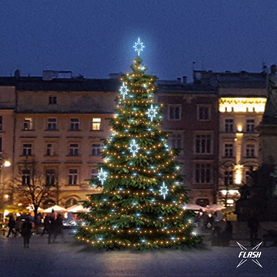LED light set for Christmas trees 9-11 m high, warm white with Flash, ice decors EFD09S2