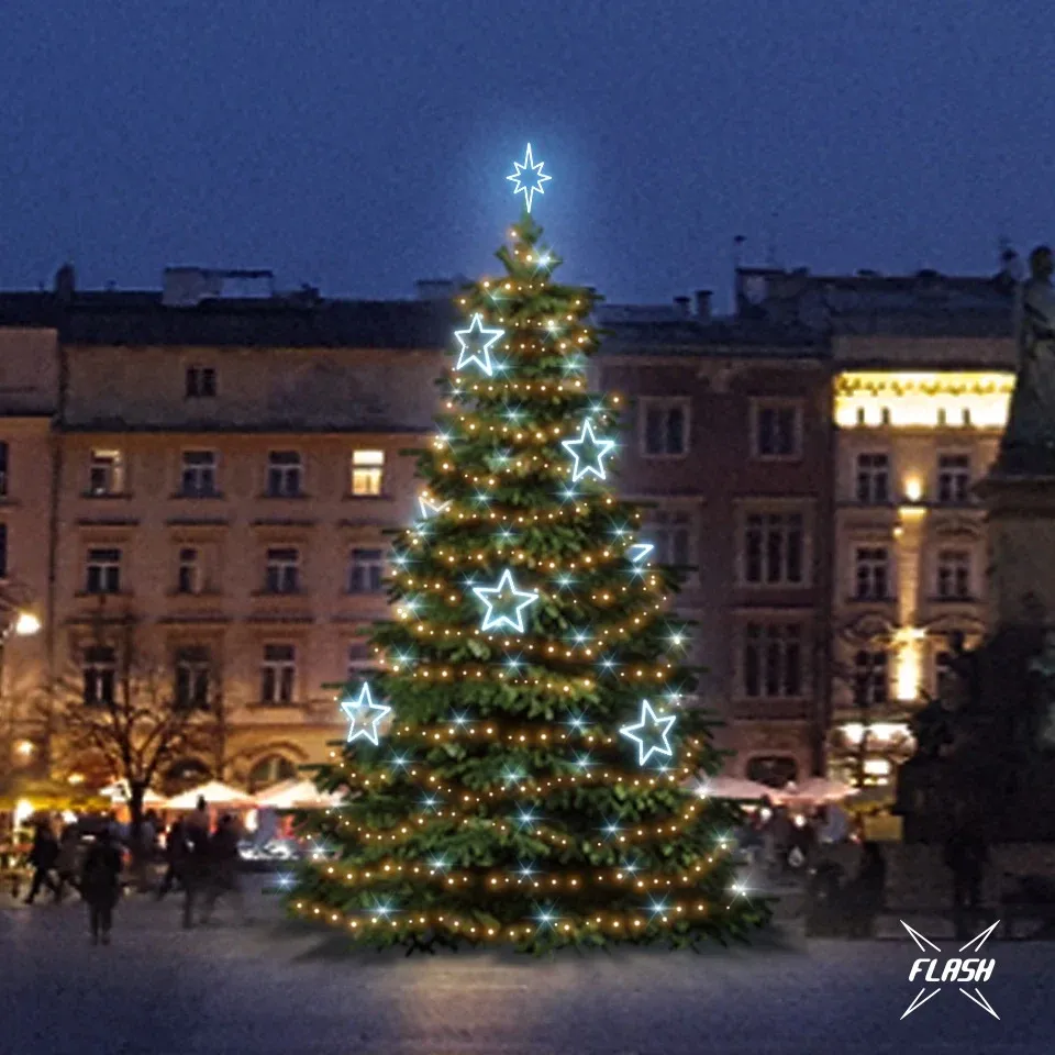 LED light set for Christmas trees 9-11 m high, warm white with Flash, ice decors DZ115S1
