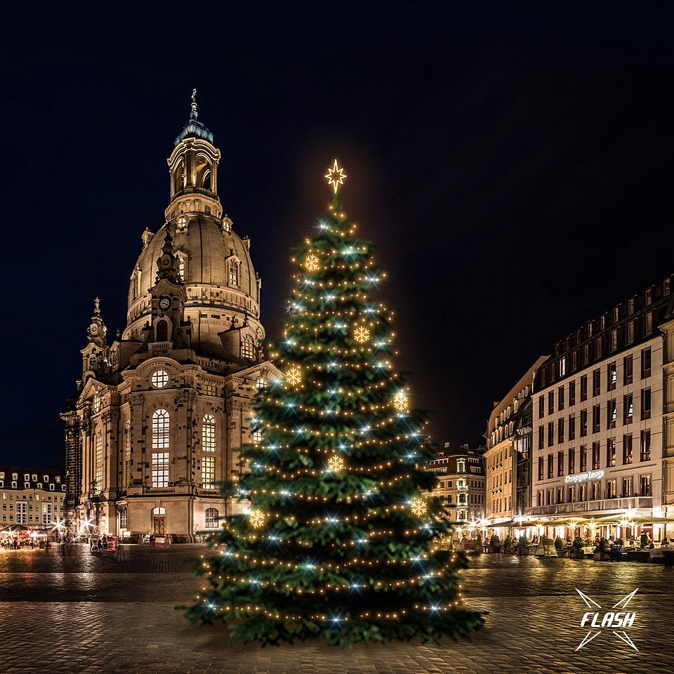 LED light set for Christmas trees 15-17 m high, warm white with Flash, decors DZX1EFD02W
