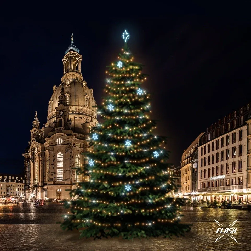 LED light set for Christmas trees 18-20 m high, warm white with Flash, ice decors DZX0EFD05
