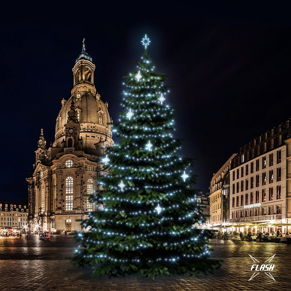 LED light set for Christmas trees 18-20 m high, icy white with Flash, decors DZ113S4
